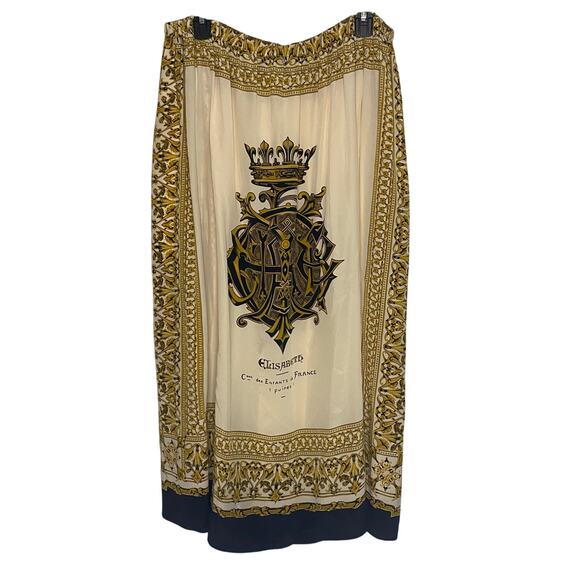 Vintage Anne Pinkerton Silk Skirt Gold French Royal Crest Size Small Medium - Picture 1 of 16